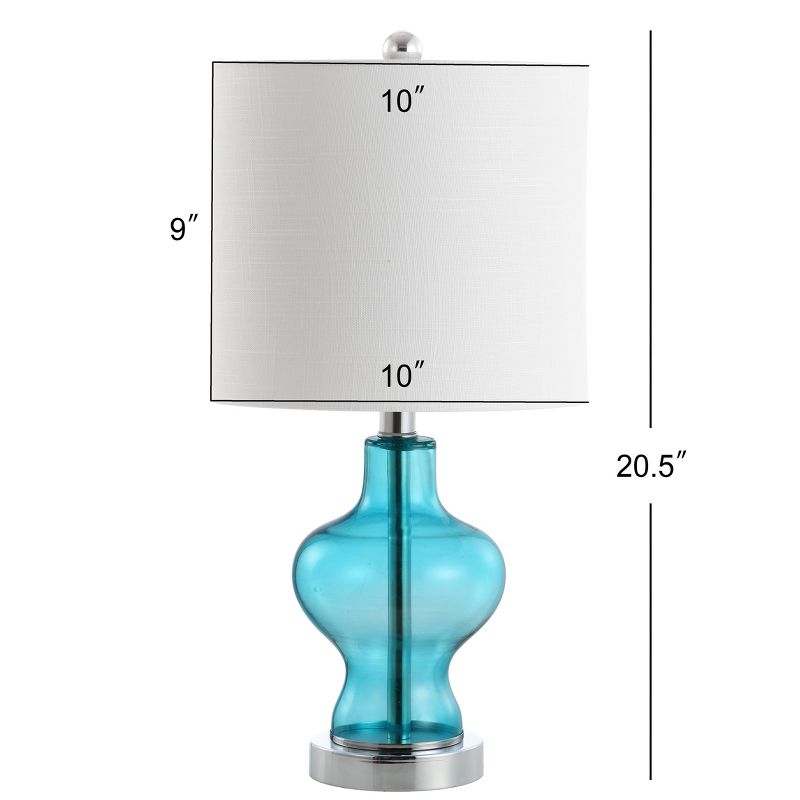 20.5" Glass/Metal Mer Table Lamp (Includes LED Light Bulb) Blue - JONATHAN Y