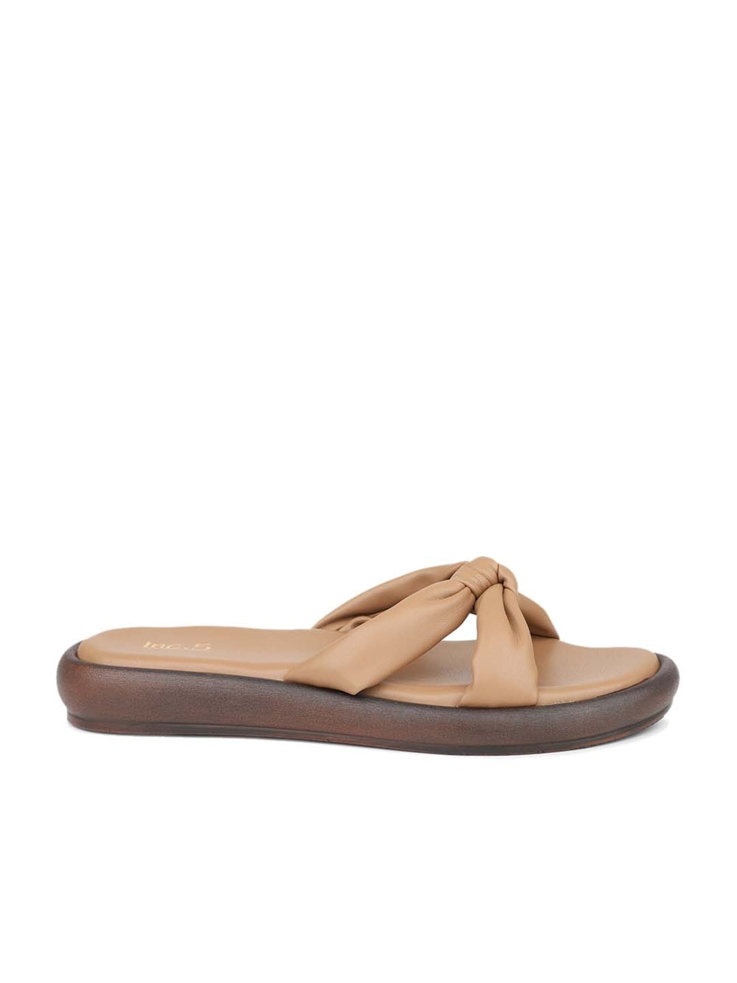Inc.5 Women's Beige Cross Strap Sandals