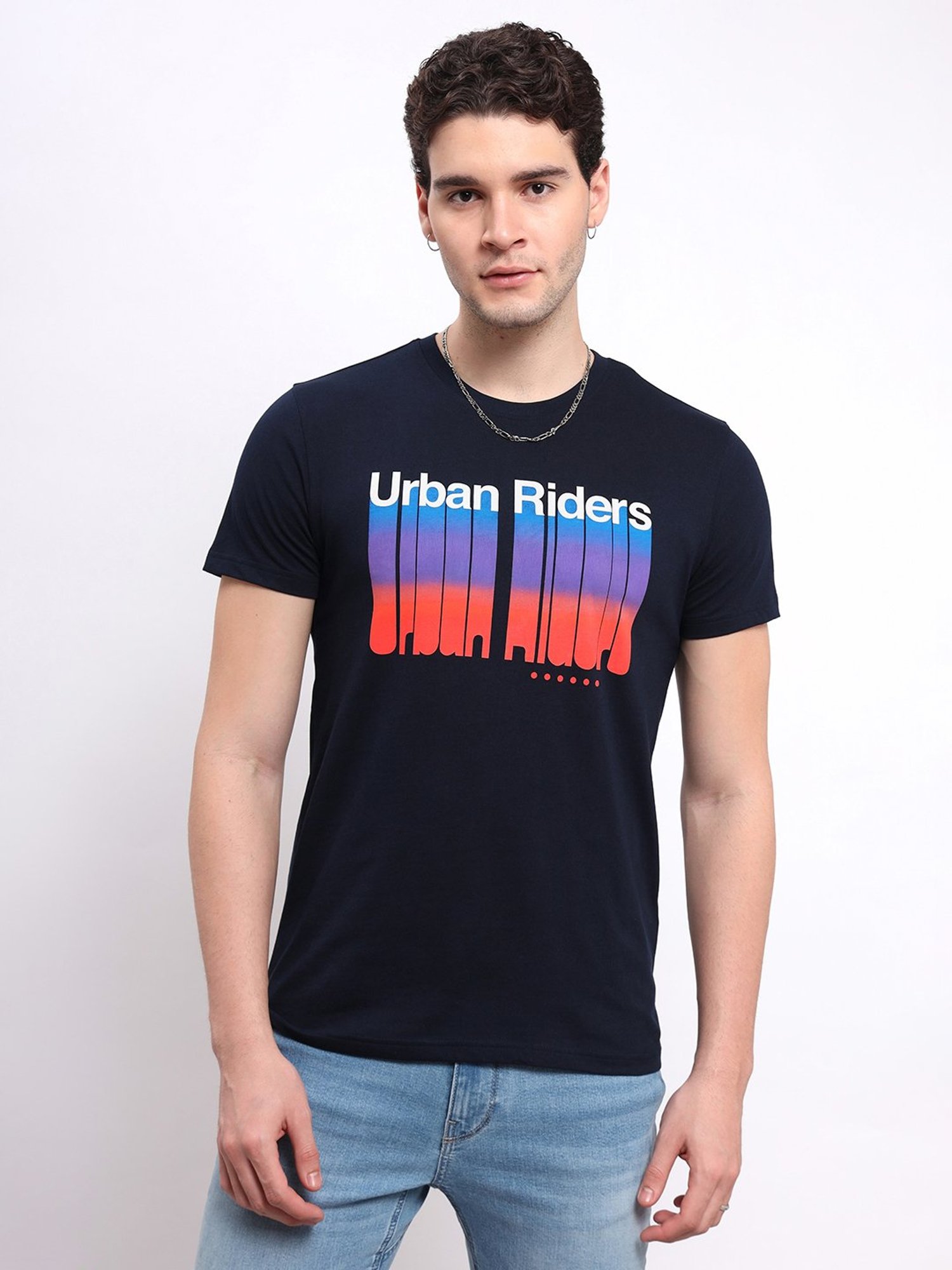 Lee Navy Slim Fit Graphic Print Cotton Crew T-Shirt