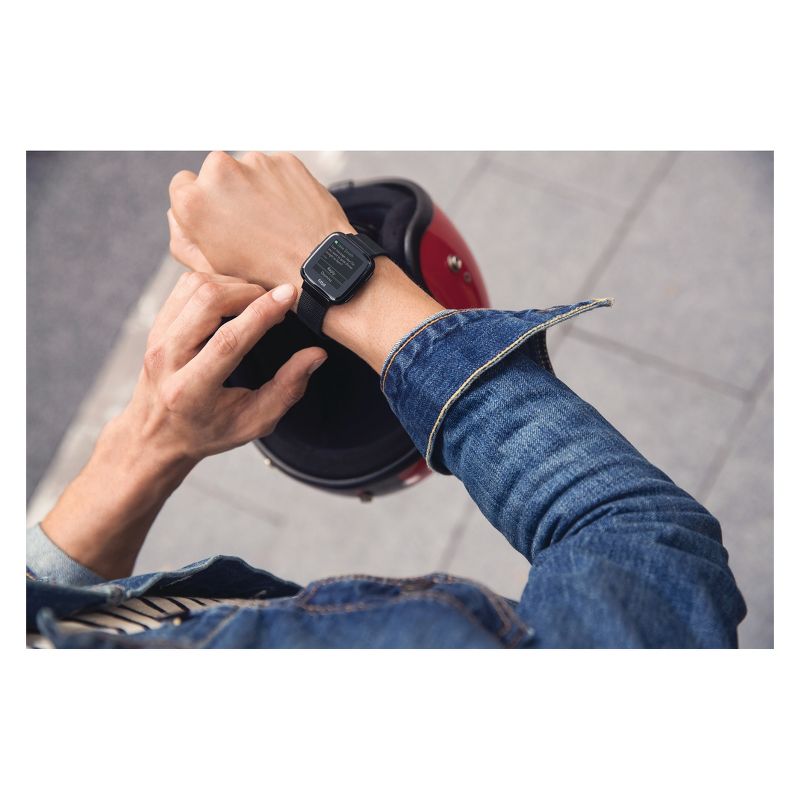 Fitbit Versa Fitness Tracker Band Adjustable - Black Stainless Steel/Metal Mesh