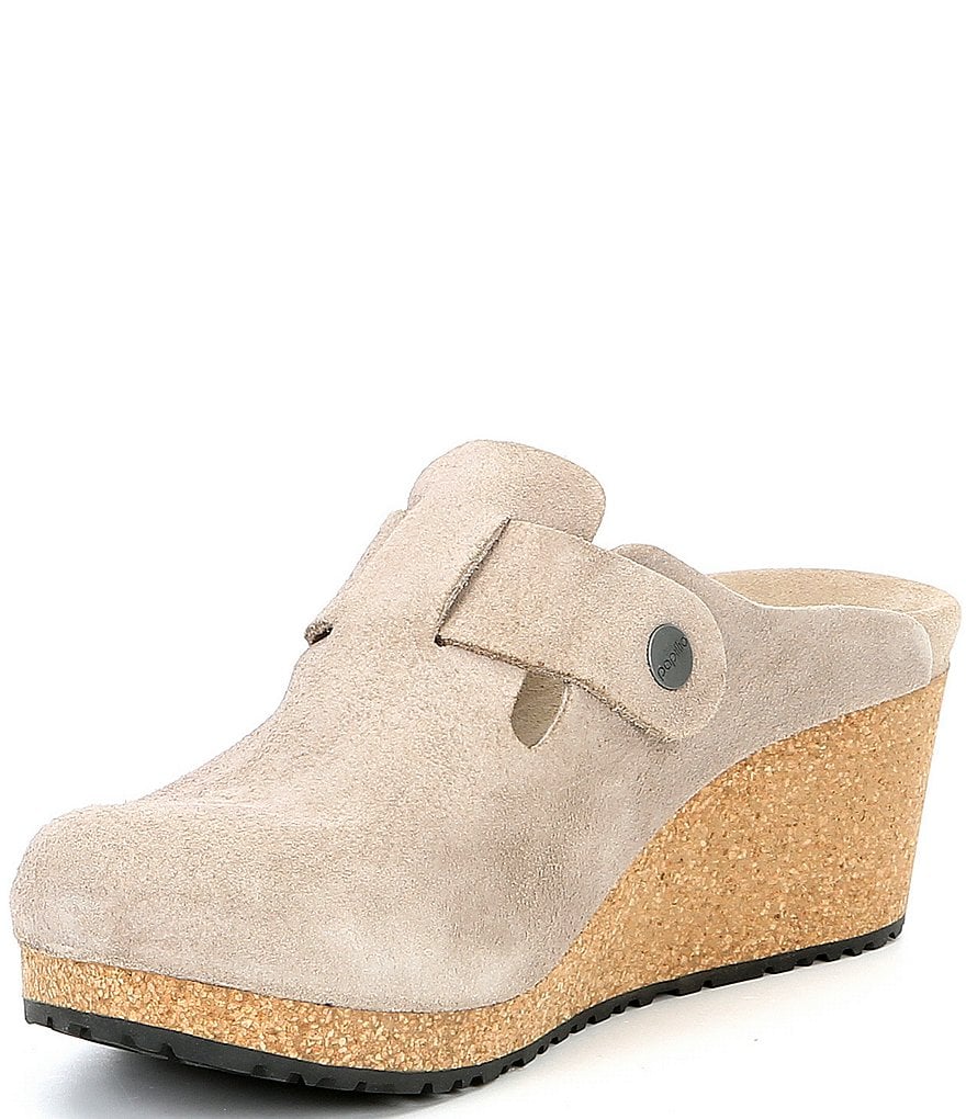 Birkenstock Women's Fanny Suede Cork Wedge Clogs