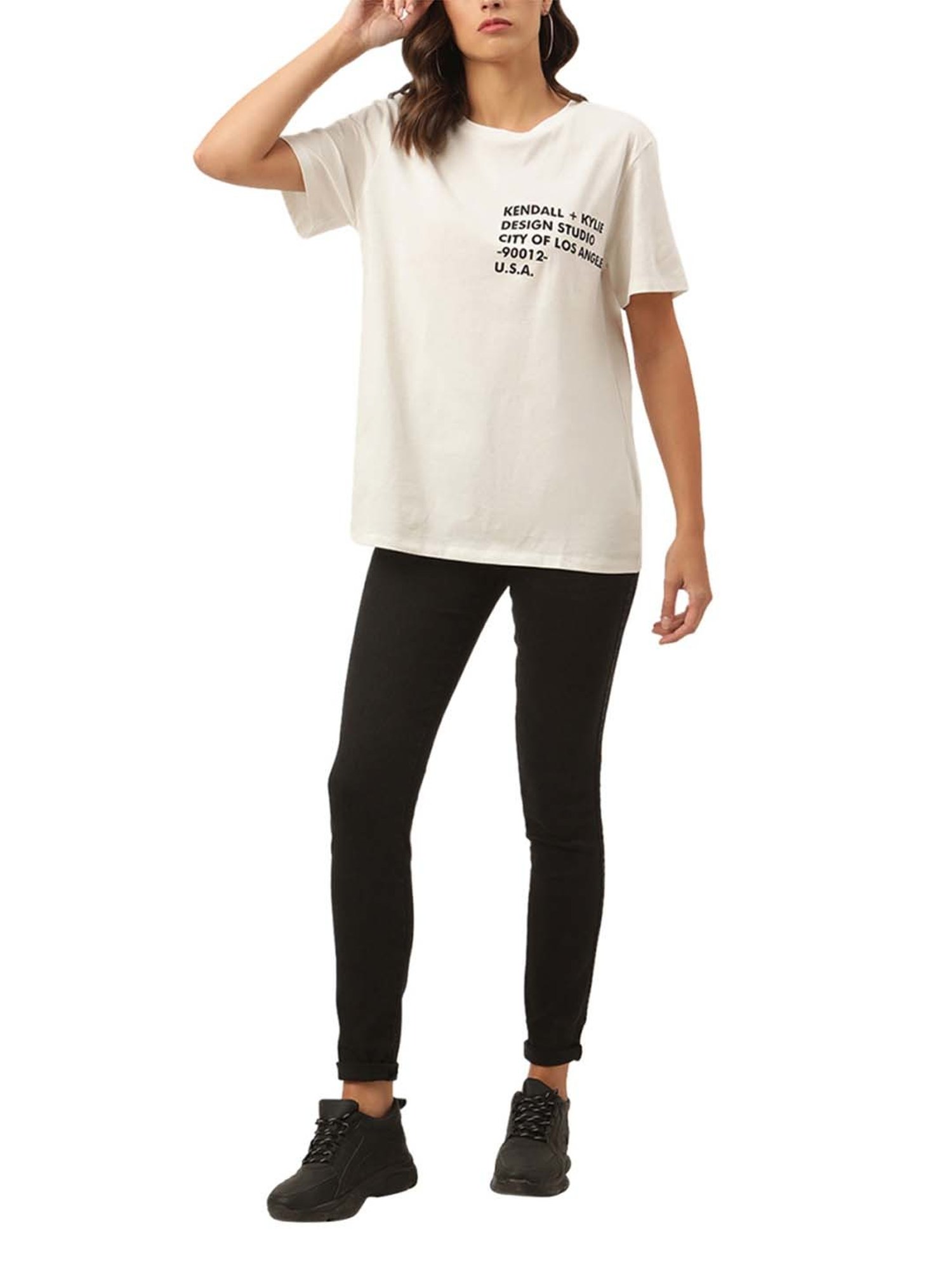 KENDALL + KYLIE Black Cotton Mid Rise Jeans