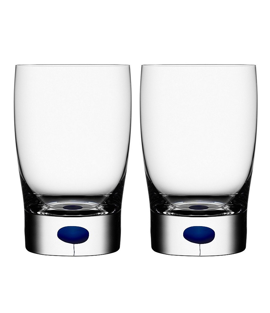 Orrefors Intermezzo Blue Drop Small Tumbler Juice Glass, Pair
