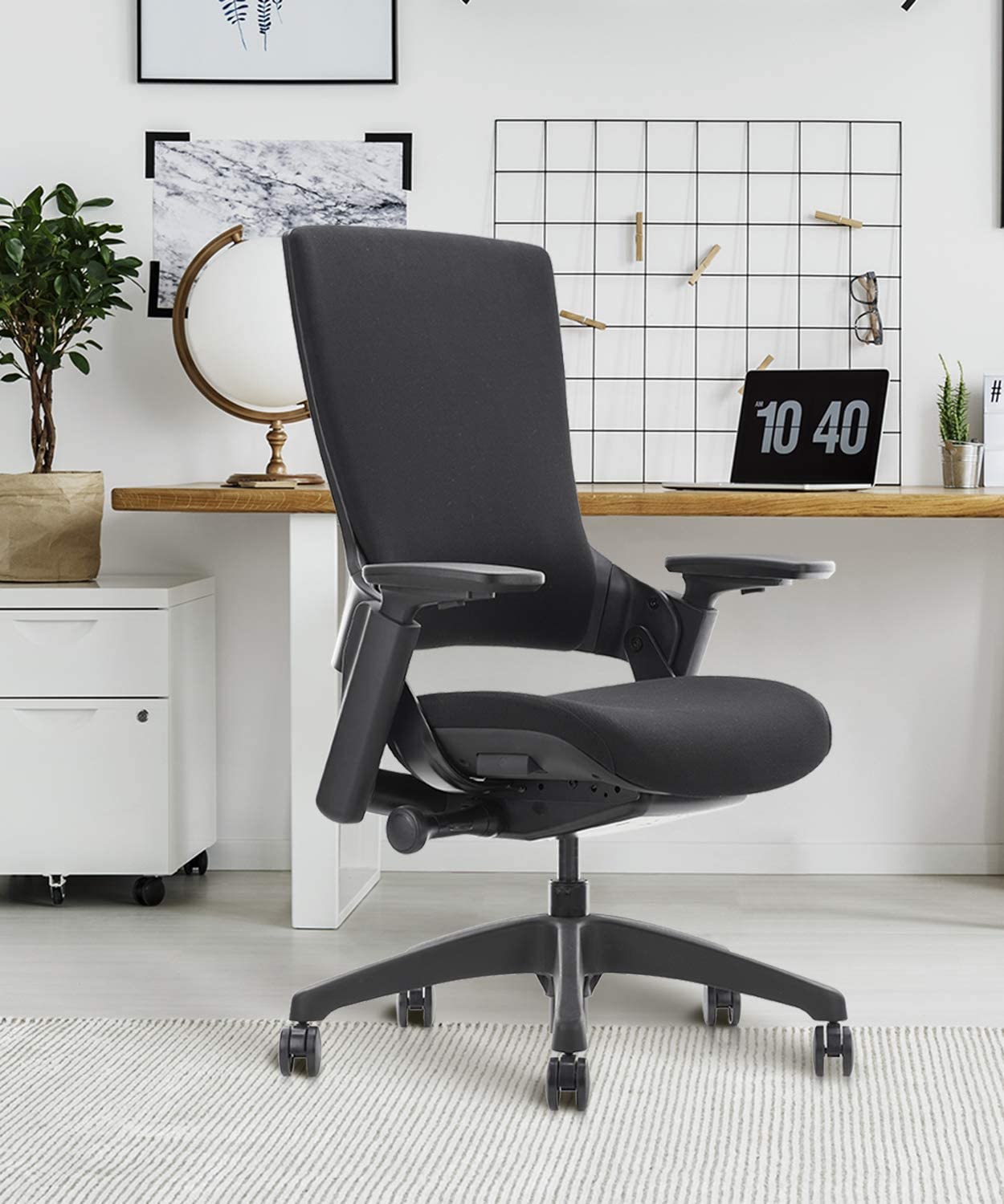 COLAMY Ergonomic High Swivel Executive Chair with Adjustable Height 3D Arm Rest Lumbar Support and Upholstered Back for Home Office Gray New Version