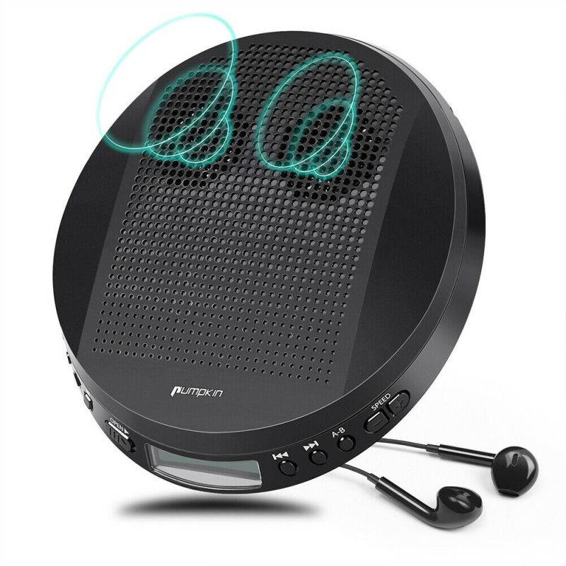 Portable CD Player for Car with Stereo Speakers and Headphones Anti-Skip MP3 AUX