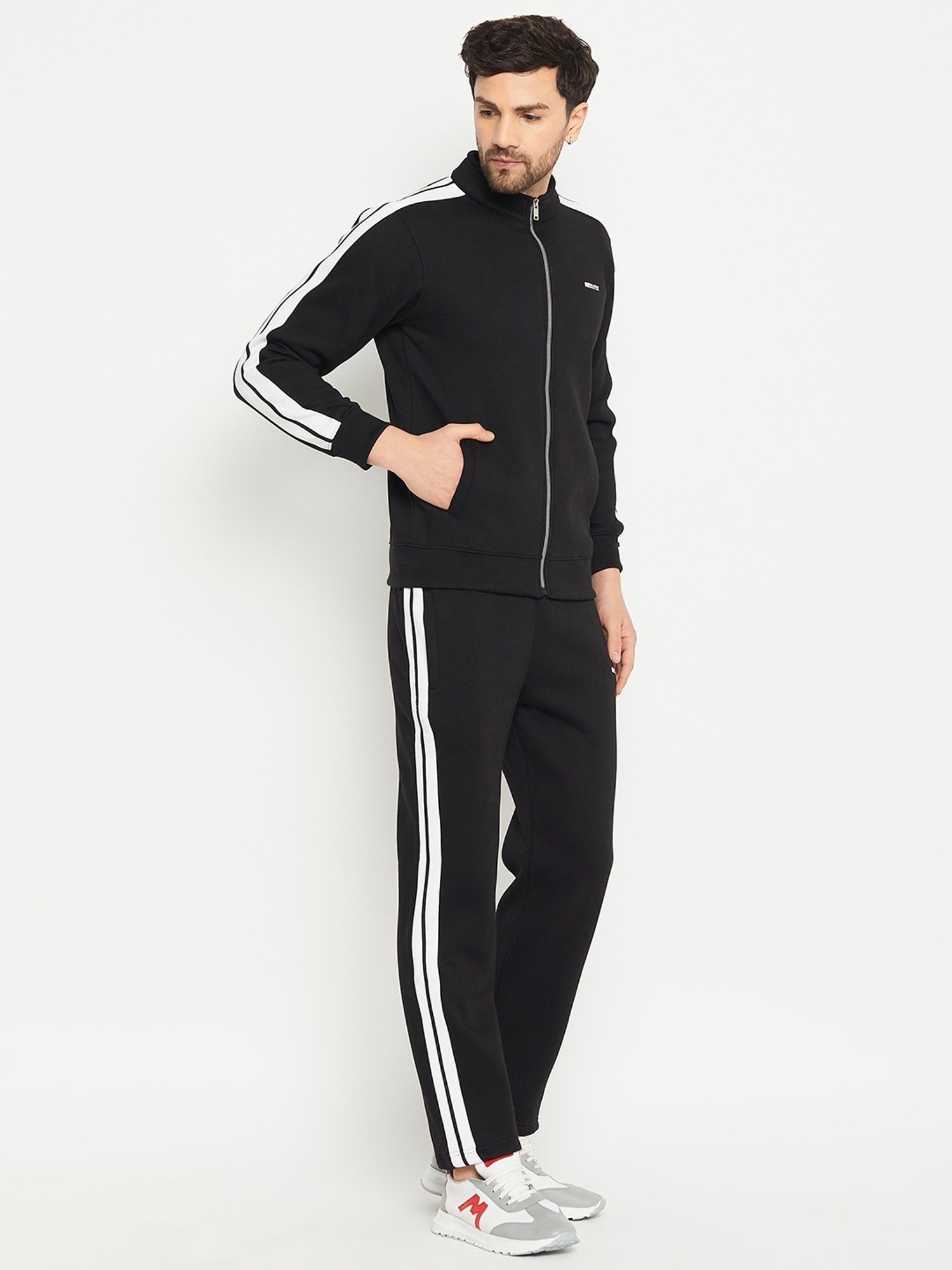 Okane Black Regular Fit Colour Block Tracksuit