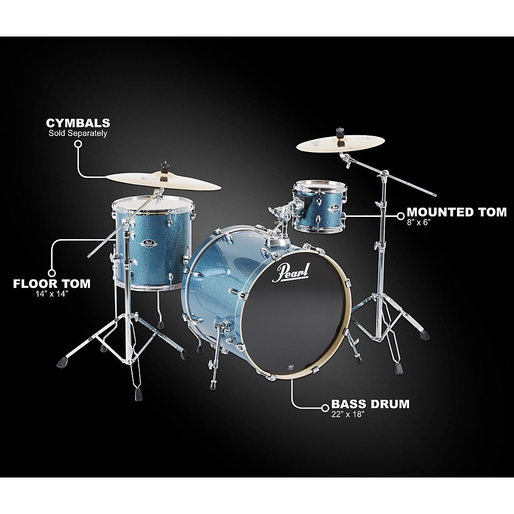 Pearl Export Double Bass Add-on Pack Aqua Blue Glitter