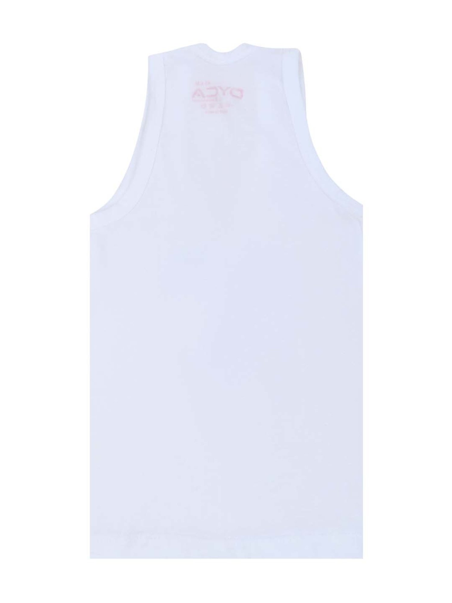 Dyca Kids White Cotton Printed Vest (Pack of 4)