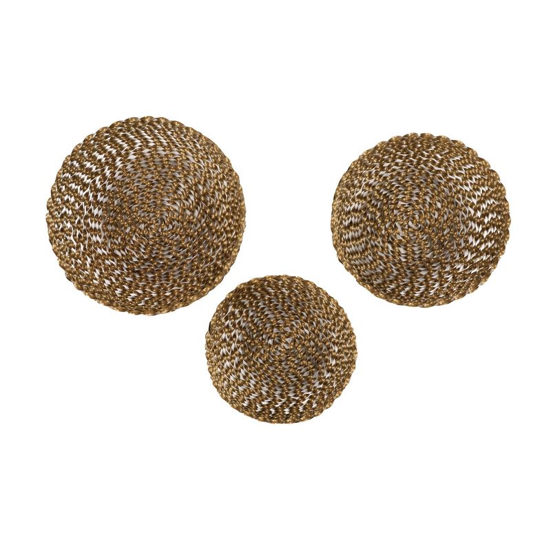 Set of 3 Round Modern Metal Basket Gold - Olivia & May