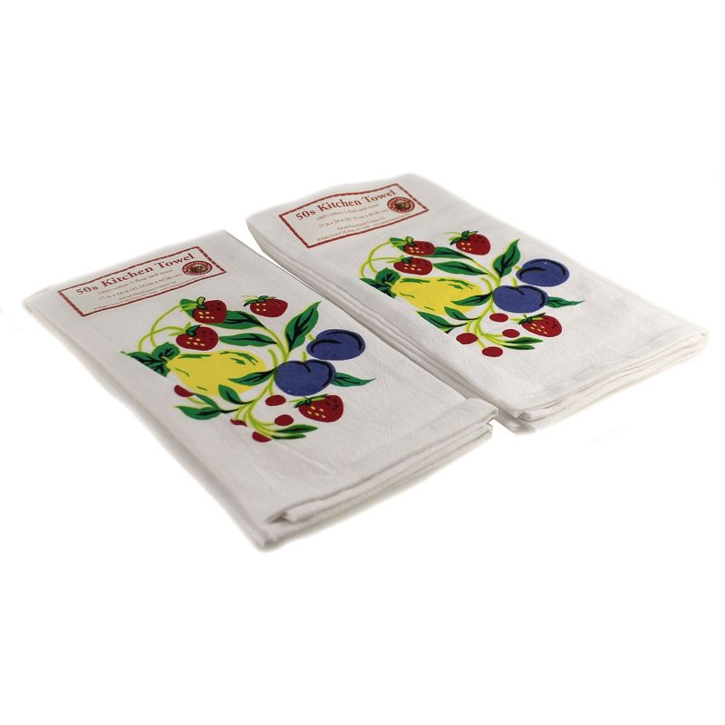 Tabletop 24.0" Fruitgroup  Kitchen Towel Set/2 1005 Cotton 50S Design Retro Red And White Kitchen Company  -  Kitchen Towel