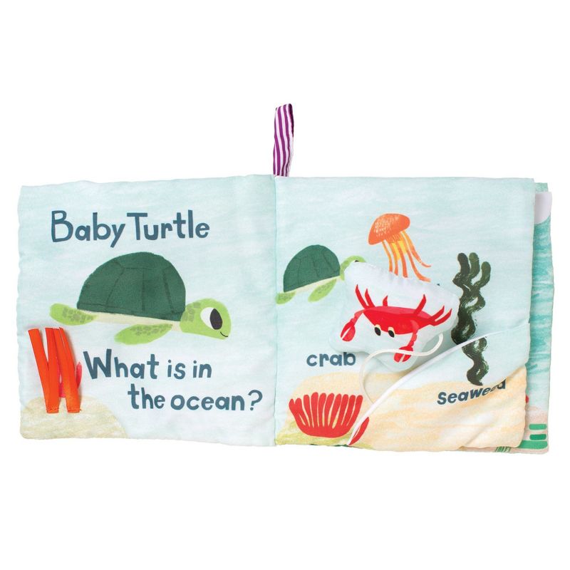 Manhattan Toy What's Outside? Sea-Themed Soft Baby Activity Book with Baby Rattle