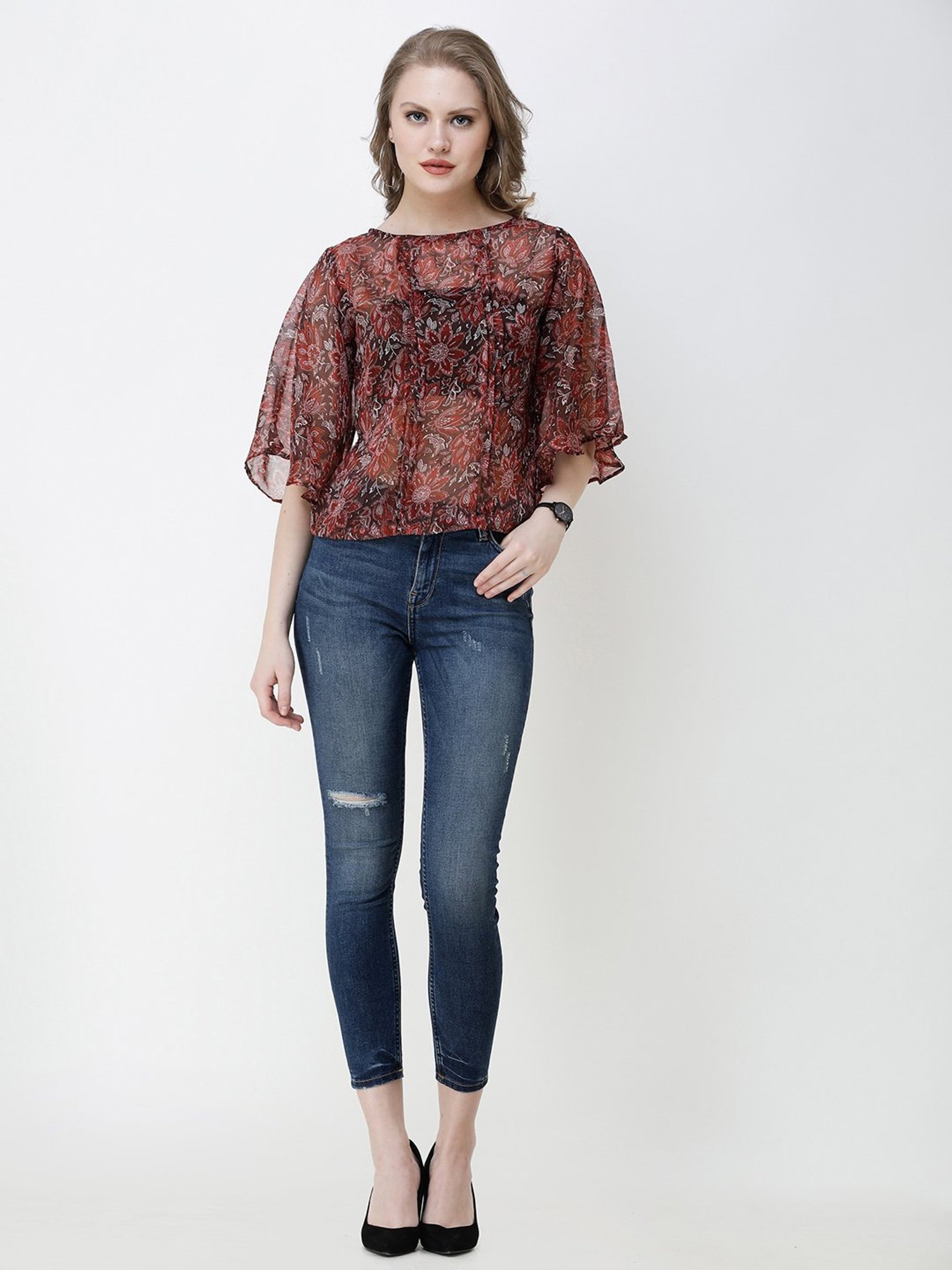 Scorpius Maroon Printed Top