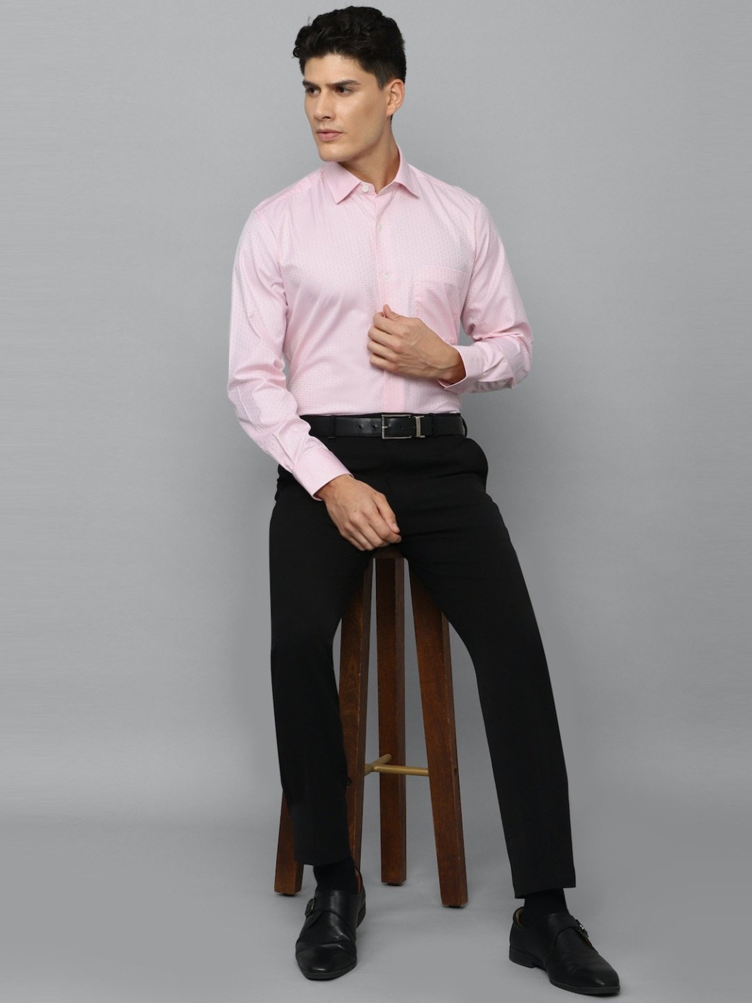 Luxure By Louis Philippe Pink Cotton Regular Fit Printed Shirt