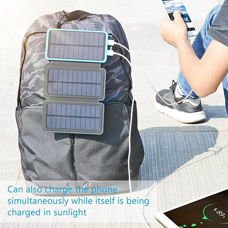 Solar Charger 24000mAh,  Portable Charger External Battery Pack with Dual USB Ports Waterproof Phone Charger for Smart Phones, Tablets and More