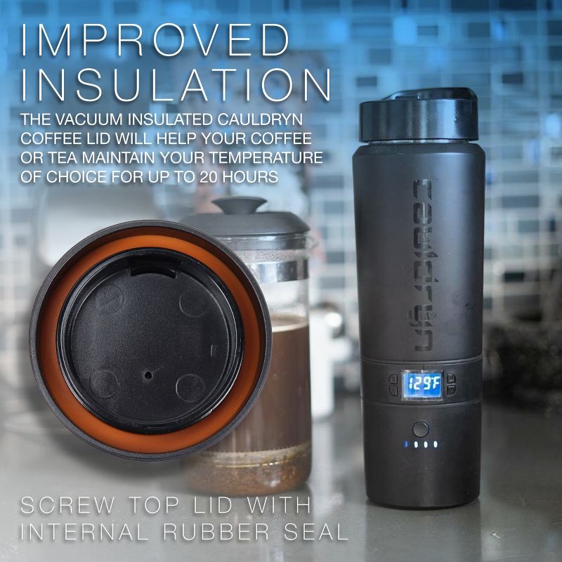 Cauldryn Smart Mug Replacement Lid, Spill Proof & Insulated, Compatible with Cauldryn Heated Travel Mugs