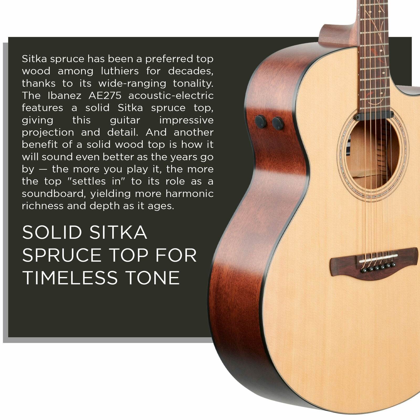 Ibanez AE275 - Natural Low Gloss Acoustic-Electric Guitar