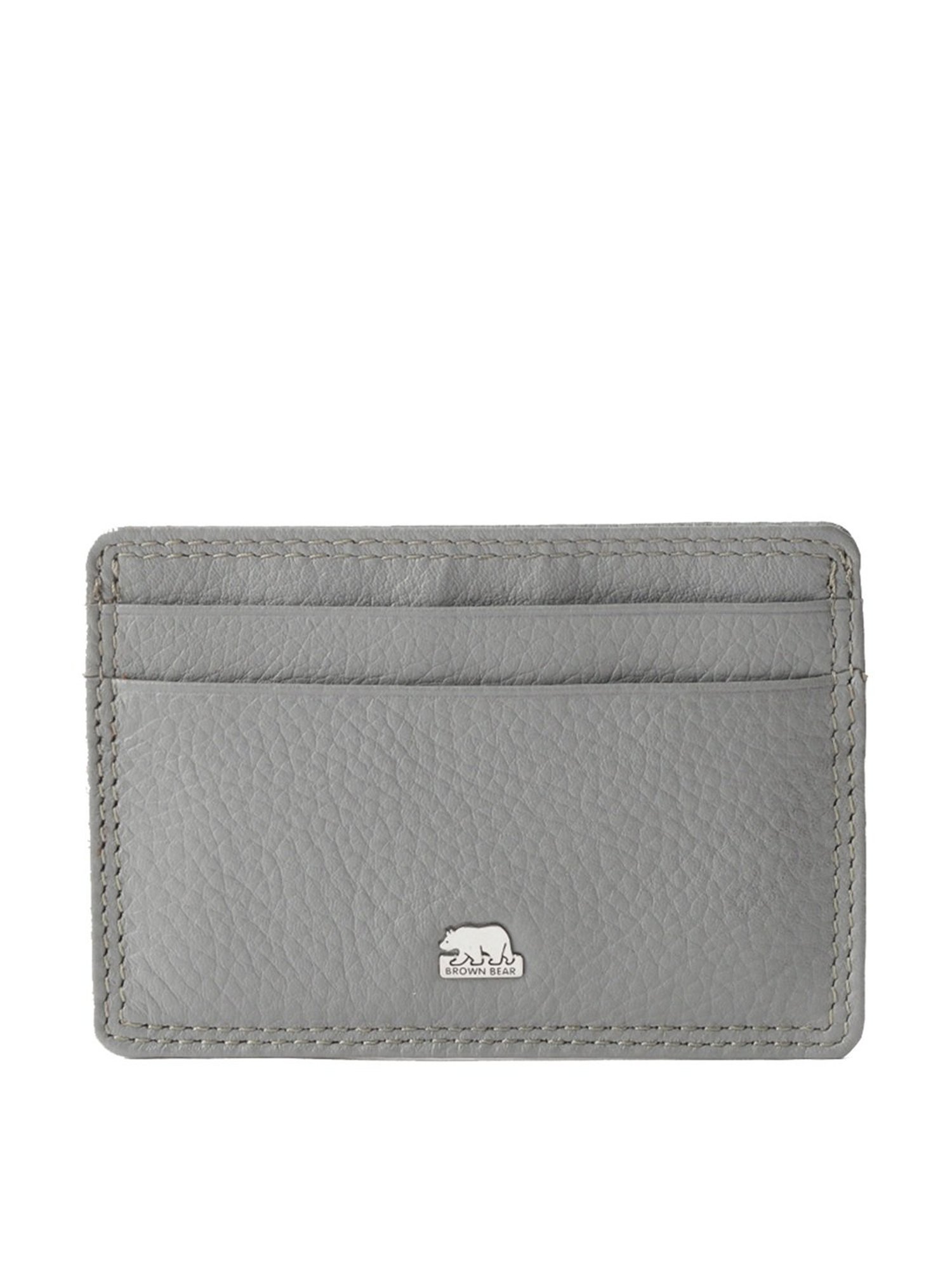 Brown Bear Grey Casual Leather Rfid Card Holder for Men