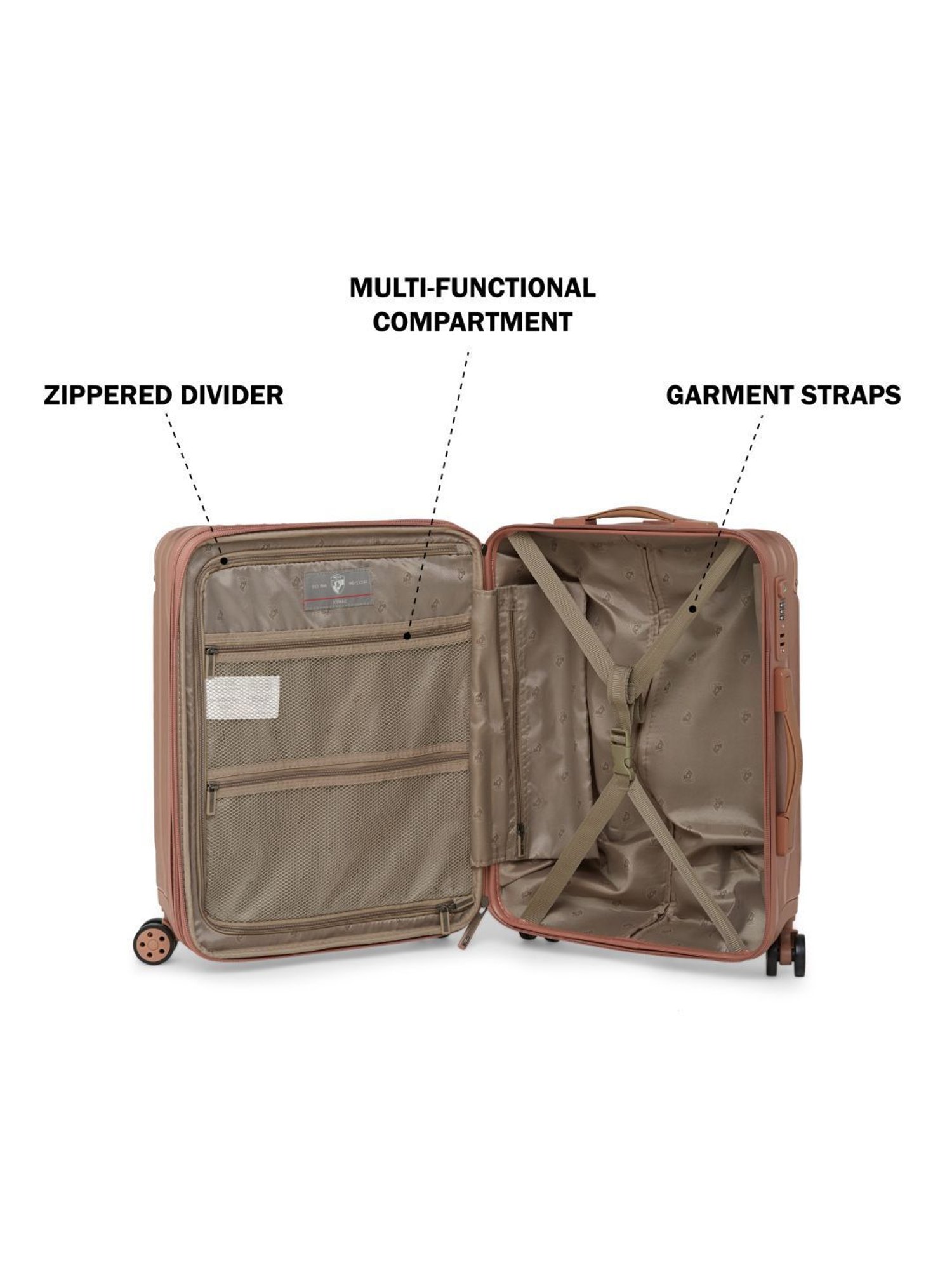 HEYS Xtrak Rose Gold Textured Hard Cabin Trolley Bag -21 cm