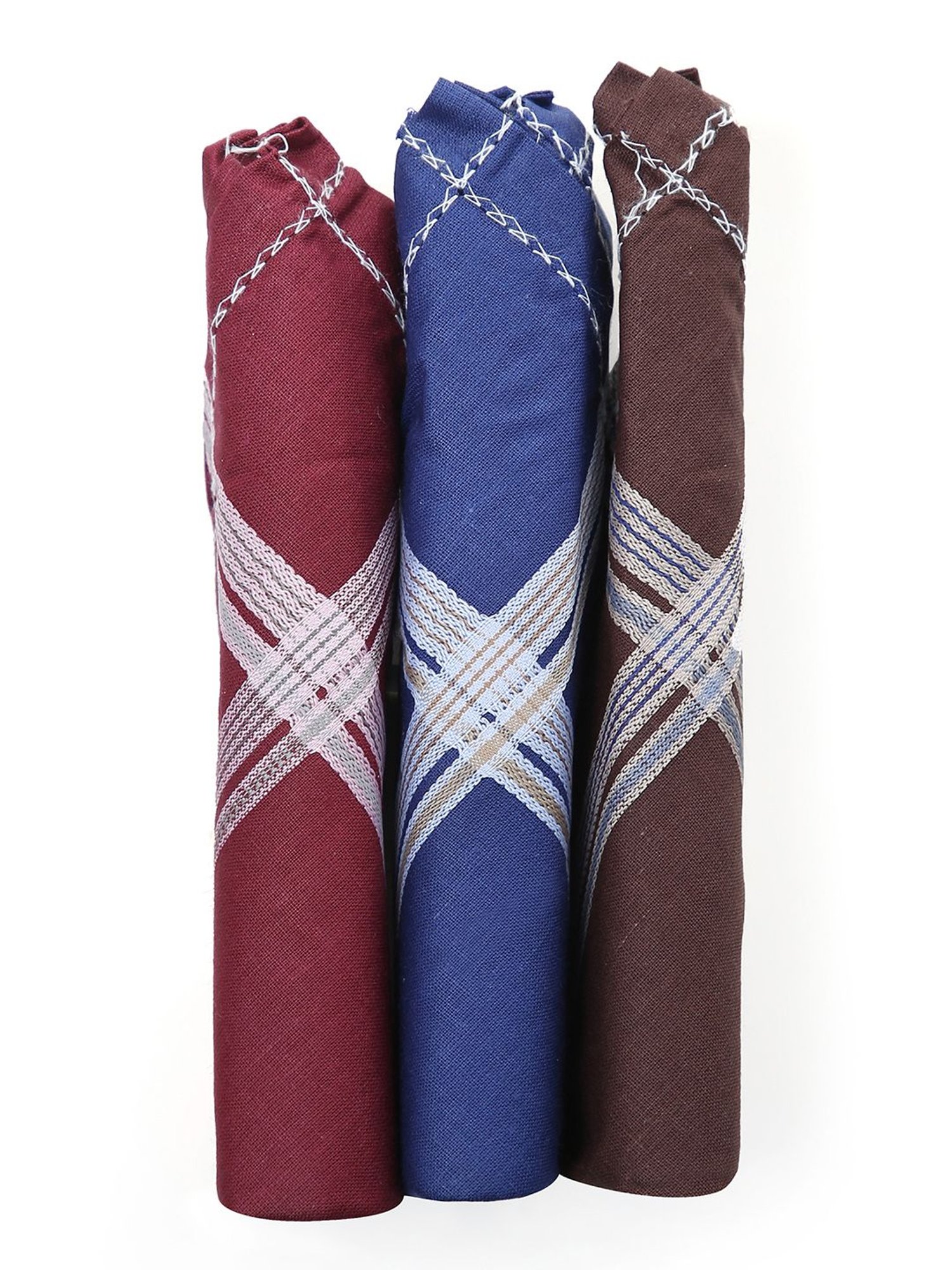 Crusset Multicolor Cotton Handkerchiefs - Pack of 3