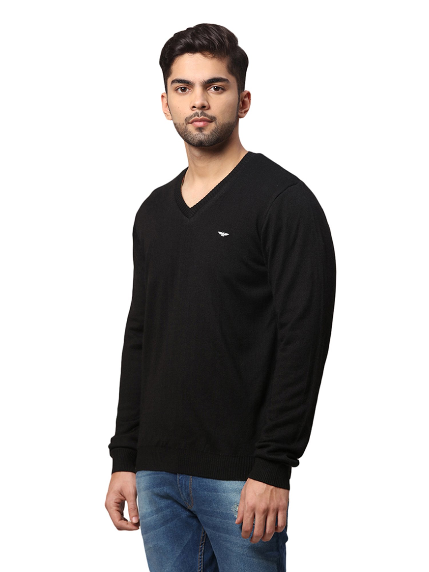 Park Avenue Black Regular Fit Reversible Sweater