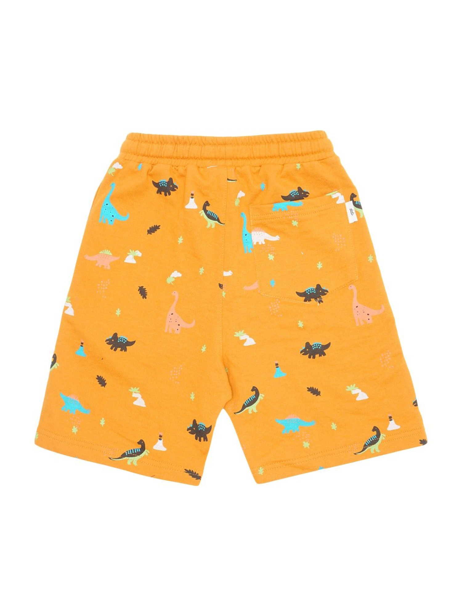 Li'l Tomatoes Kids Mustard Cotton Printed Shorts