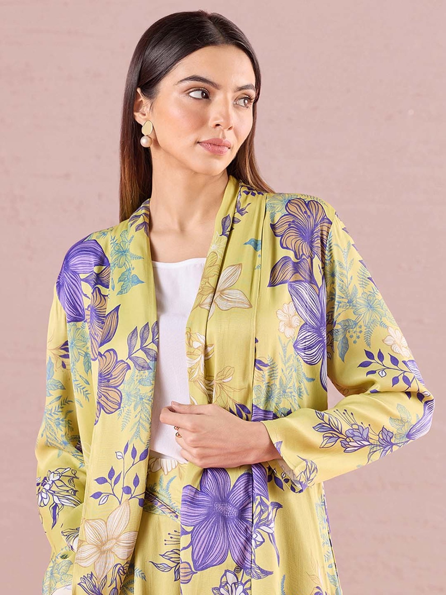 navyasa by liva Yellow Shrug With Pant & Camisole Set