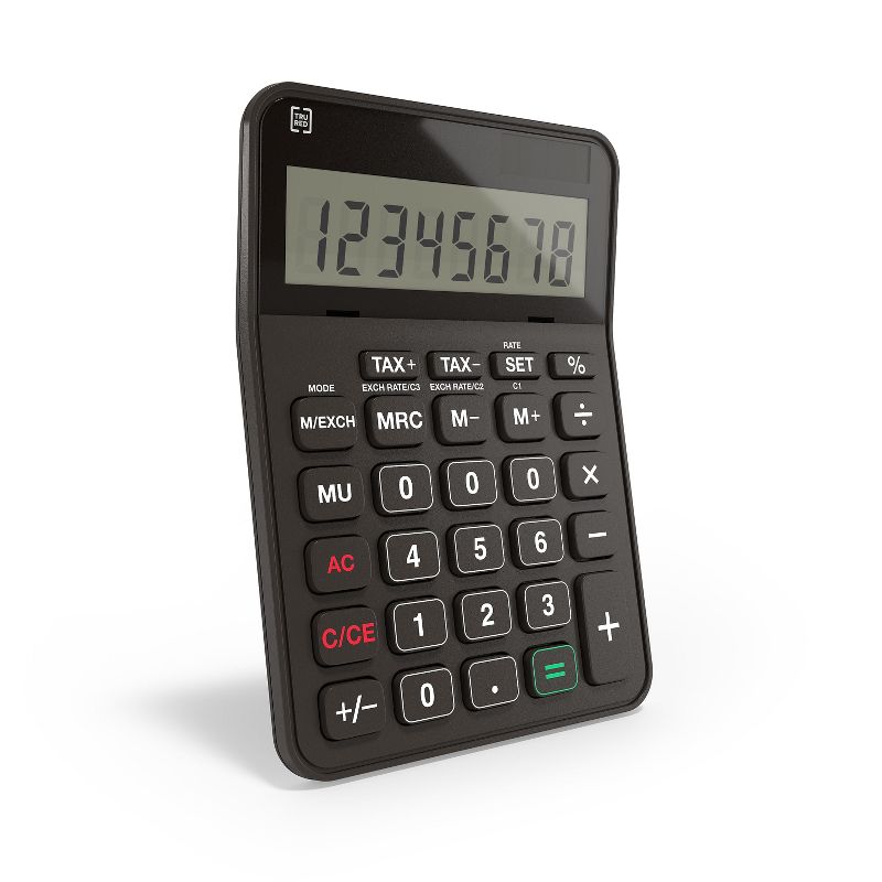 TRU RED TR240 8-Digit Desktop Calculator, Black 