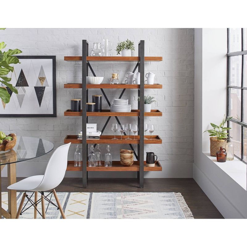 72" Grafton Industrial Wood Bookcase Brown - Martin Furniture