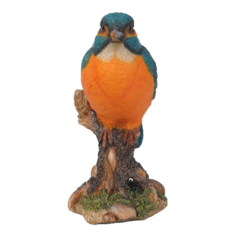 7.5" Polyresin Kingfisher on Stump Statue Blue - Hi-Line Gift
