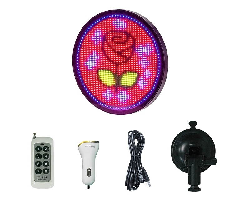 Maiman Full Color Emoji LED Display, 9" Dia P4 (4mm Pitch) 48*48 Pixel LED Screen for Car Rare Window, Office and Booth