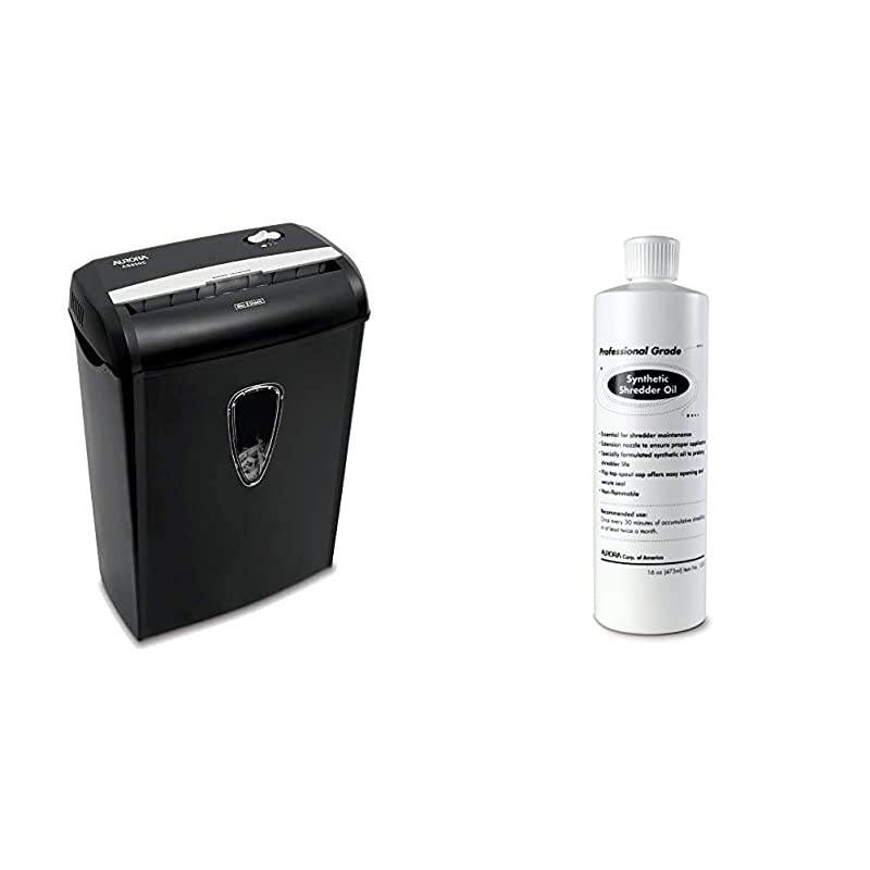 AS890C 8Sheet CrossCut PaperCredit Card Shredder with Basket SL16 Professional Grade Synthetic Shredder Oil 16 Oz FlipTop Leak Proof Bottle
