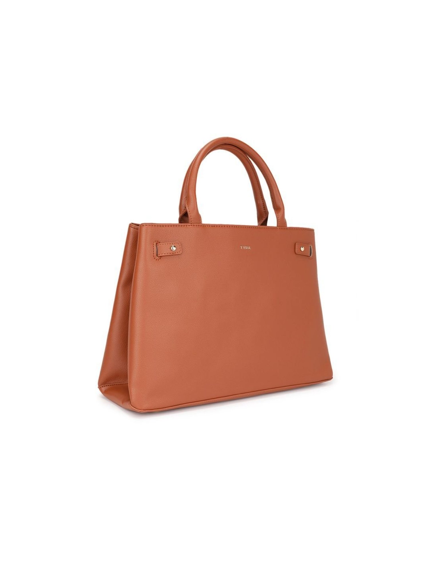Tyra Ruby Tan Solid Faux Leather Tote Handbag