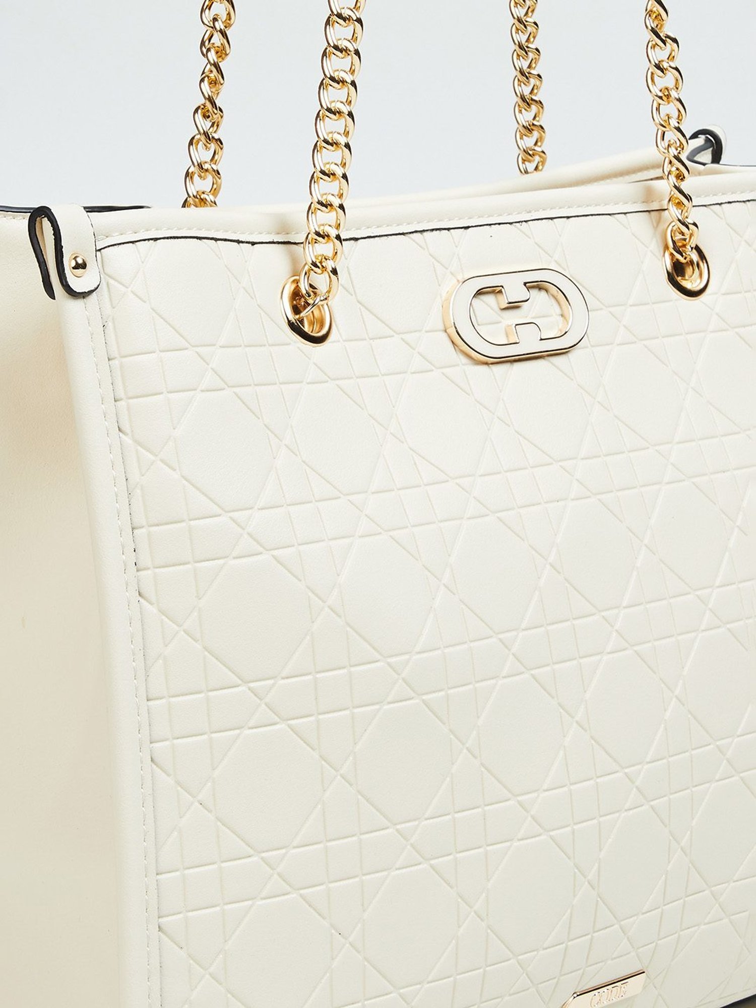Code by Lifestyle White Textured Tote Bag