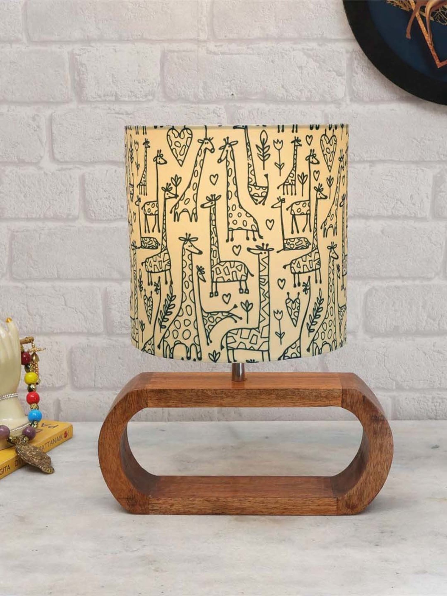 Homesake Yellow Wood Bedside Desk Nightstand Table Lamp