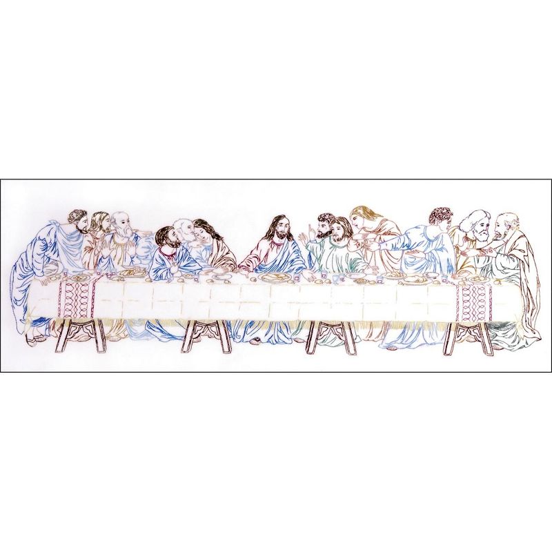 Design Works Stamped Embroidery Kit 9"X24"-Last Supper-Stitched In Floss