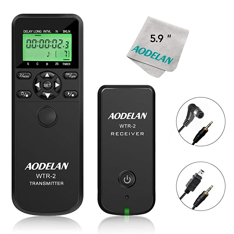 Remote Control Shutter Release Intervalometer with Lens Cloth for Nikon D750D3200D3300D5000D5300D5600 D7200D7500Z6Z7D500D850Coolpix P1000 Replaces Nikon MC36AMCDC2