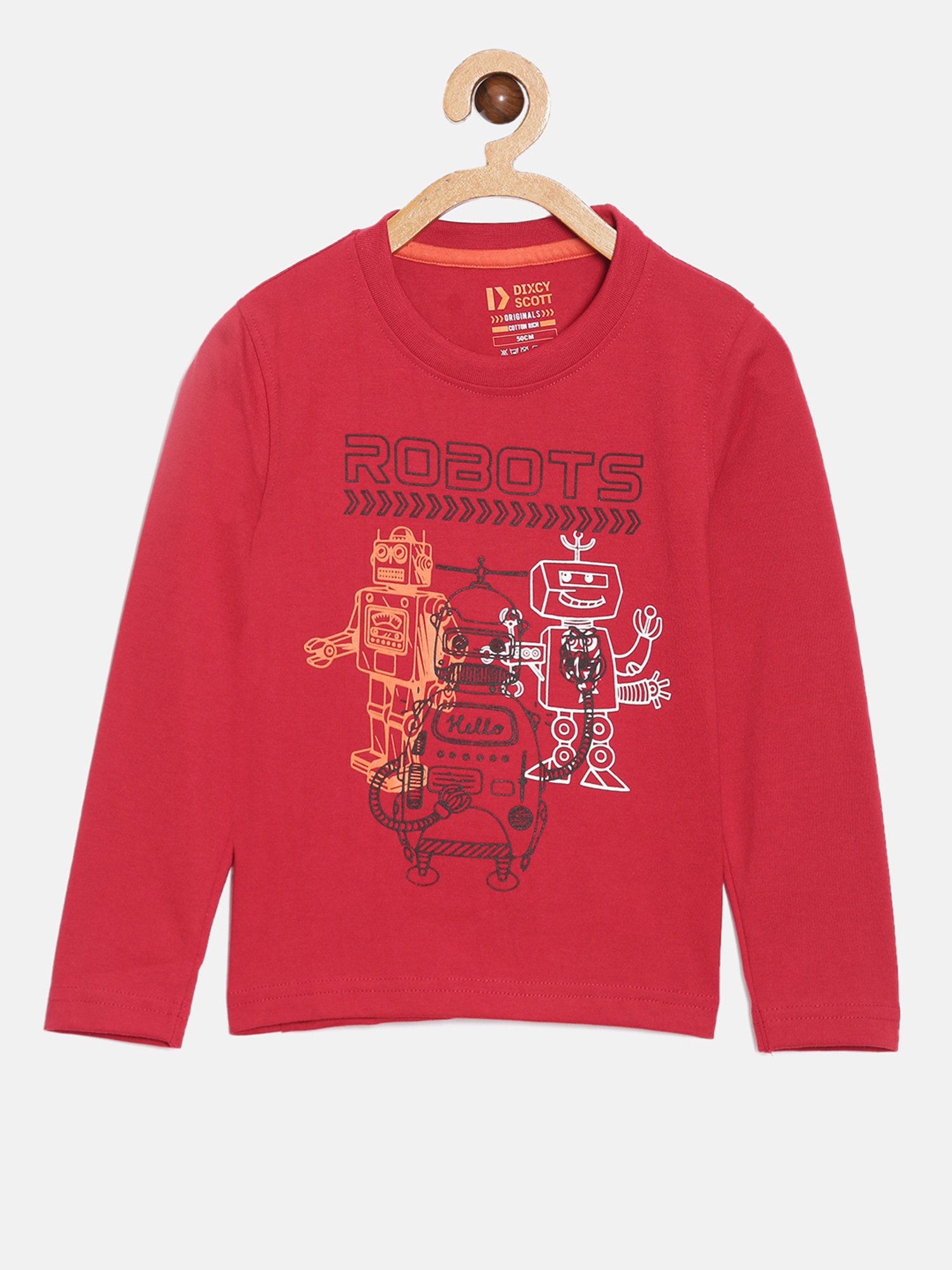 Dixcy Scott Originals Kids Red Graphic Print Full Sleeves T-Shirt