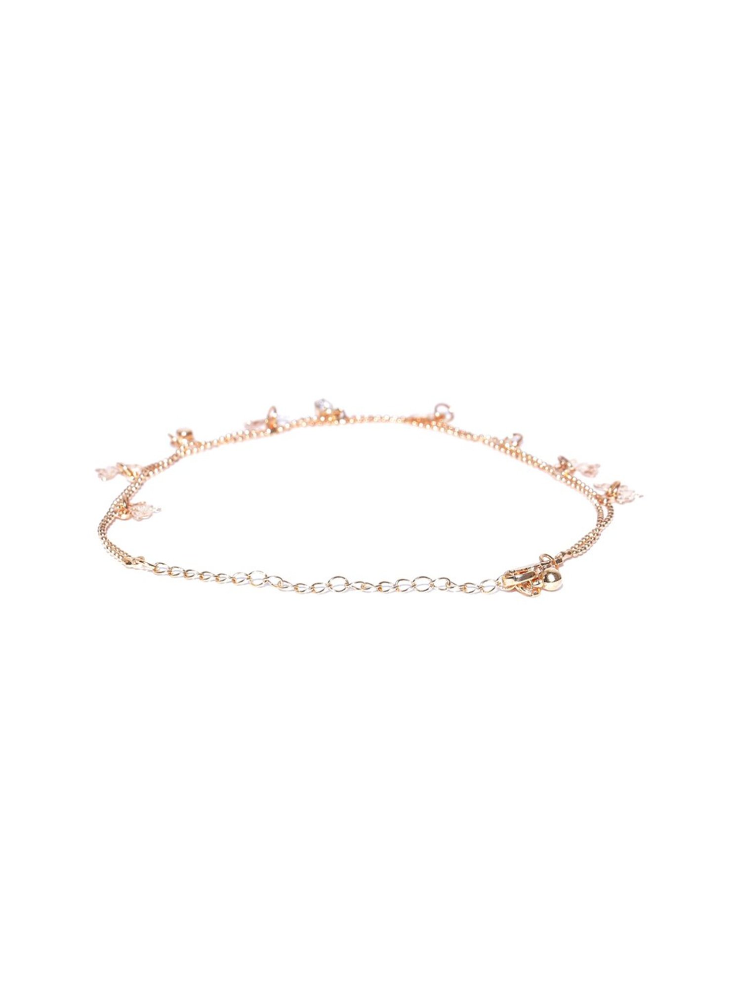 OOMPH Gold-Tone Butterfly Beads & Charm Fashion Stylish Latest Anklet for Women