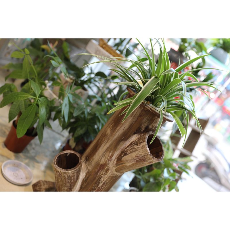 Gardenised Tree Stump Style Garden Tower Vertical Flower Planter with 4 Planting Slots