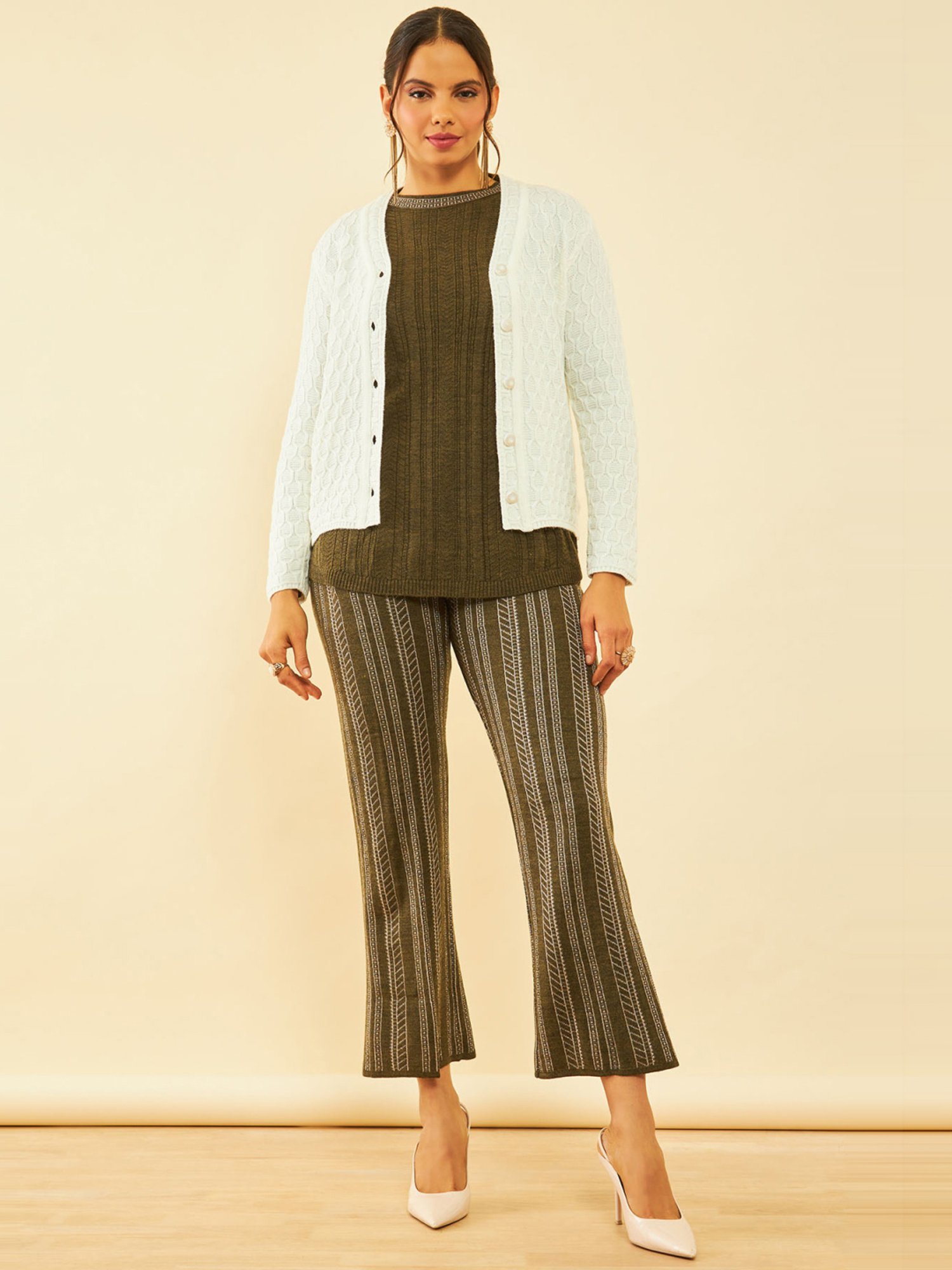 Soch White Crochet Pattern Cardigan