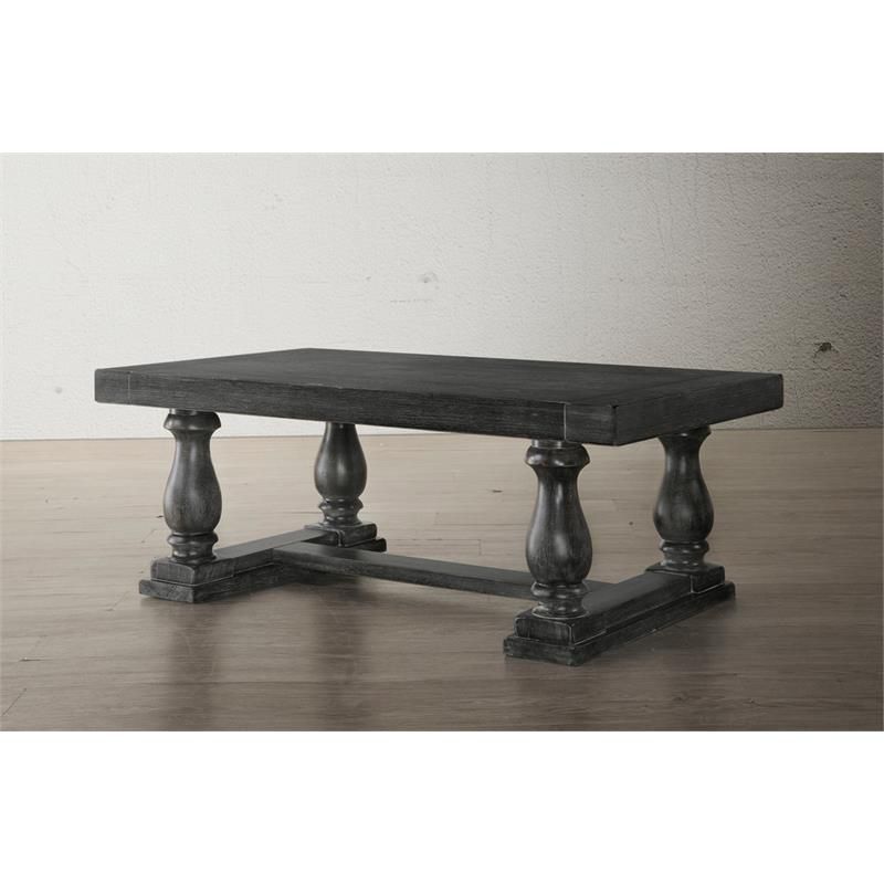 Katrina Solid Wood Coffee Table in Weathered Oak - Best Master Furniture