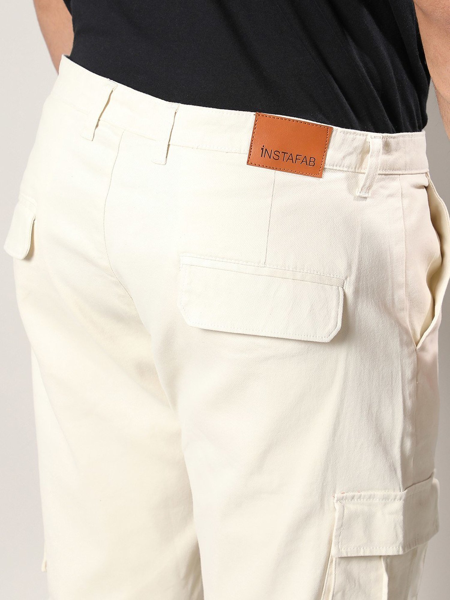 Instafab Plus Pale Yellow Regular Fit Plus Size Cargos