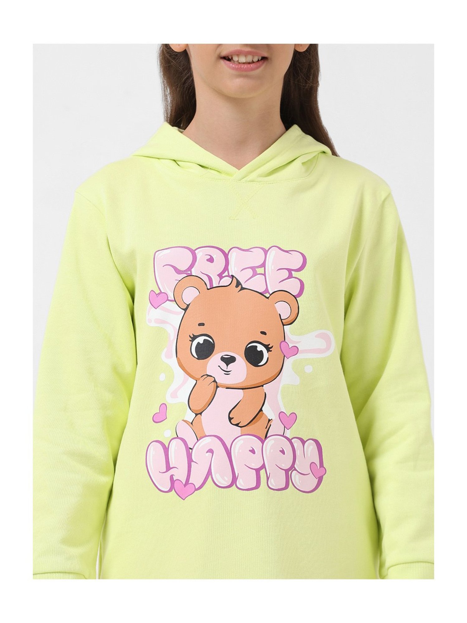 VERO MODA GIRL Green Printed Full Sleeves Sweatshirt Dress