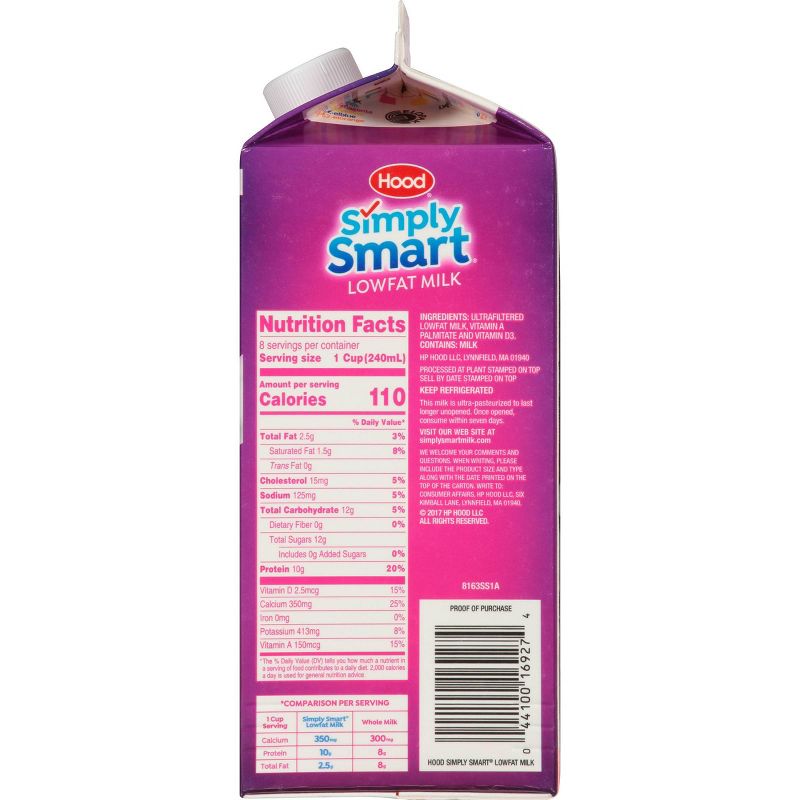 Hood Simply Smart 1% Milk - 0.5gal