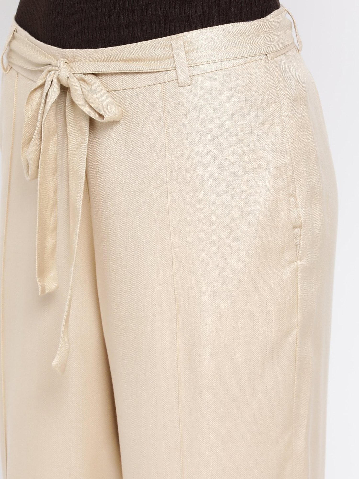 Rooted Beige Mid Rise Pants
