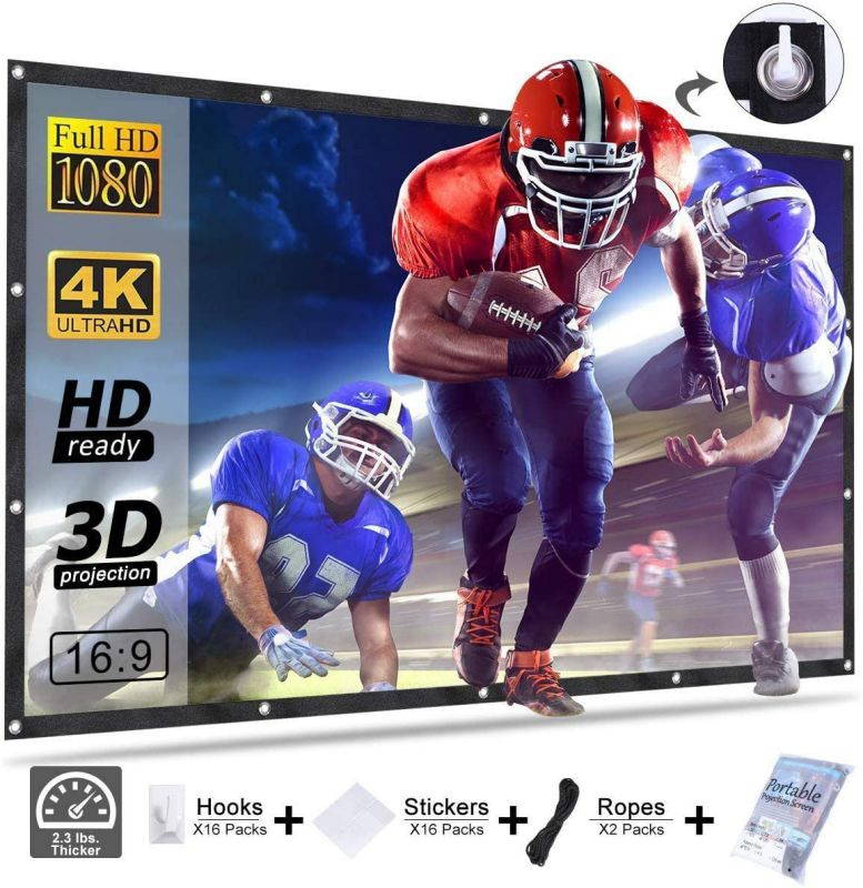 HOMEMAXS Projector Screen 120 Inch,Portable Movie Screen for Outdoor Indoor,4K 16:9 HD Foldable Wrinkle-Free Projection Screen(1.1 GAIN,160&deg;Viewing),Support Front Rear Projection