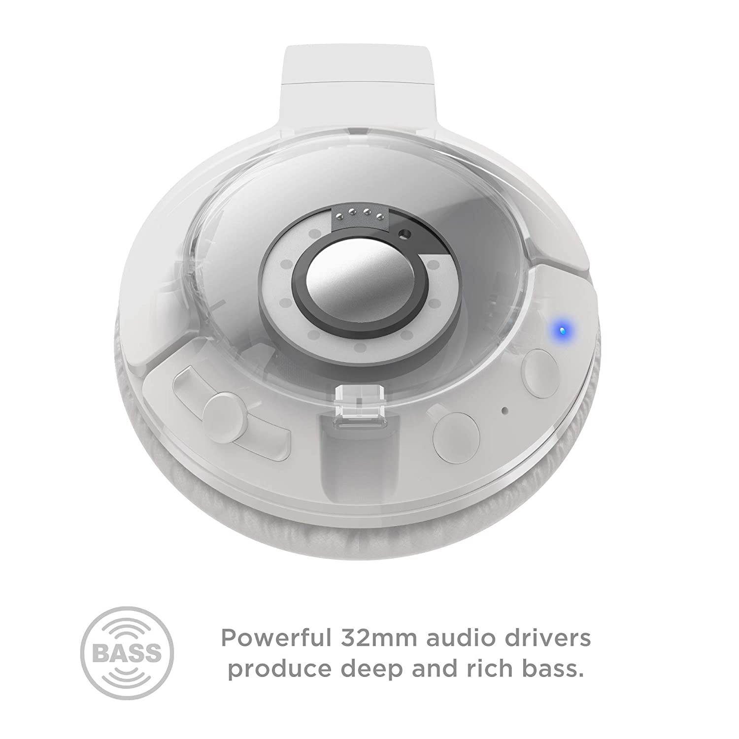 TCL MTRO200BT Wireless On-Ear Headphones Super Light Weight Headphones with 32mm Drivers for Huge Bass and 20 Hour Playtime &ndash; Ash White