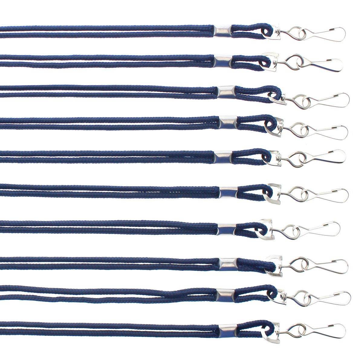 25 Pack - Premium Round ID Badge Neck Lanyards for Card Holders and Name Tags - 36 in Non-Breakaway Heavy Duty Cord & Secure Metal Swivel J Hook Clip by Specialist ID (Navy Blue/Dark Blue)