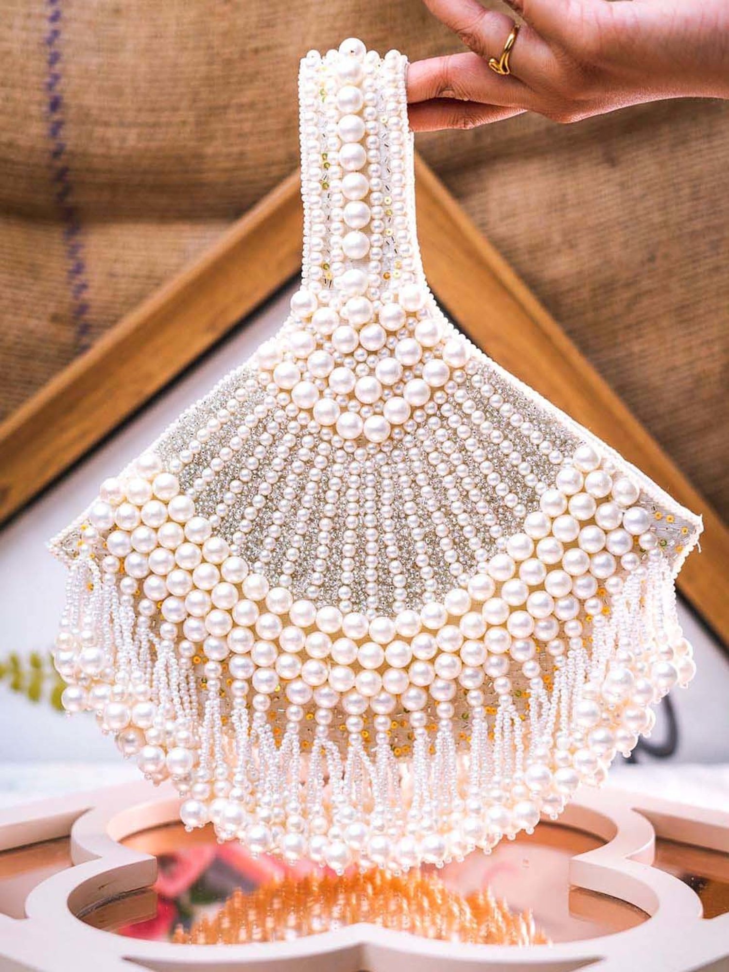 NR by Nidhi Rathi White Fabric Potli