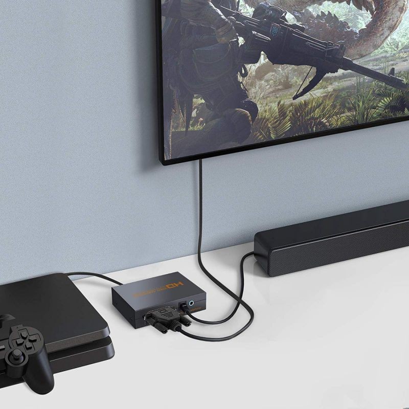 to AV Converter to RCAto AV 1080P to 3RCA CVBS AV Composite Video Audio Converter Adapter Supports PALNTSC with USB Charge Cable for PC Laptop HDTV DVD to AV Black